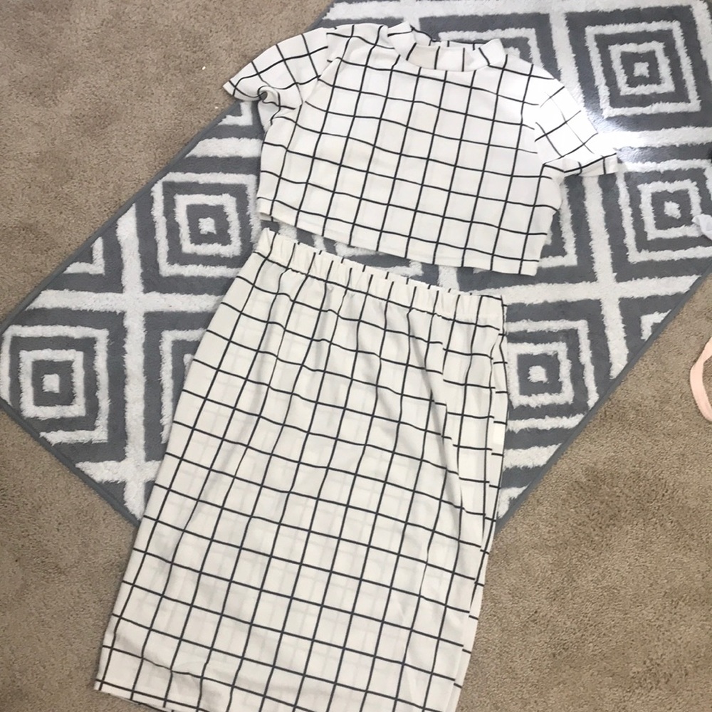 cropped and midi skirt matching set